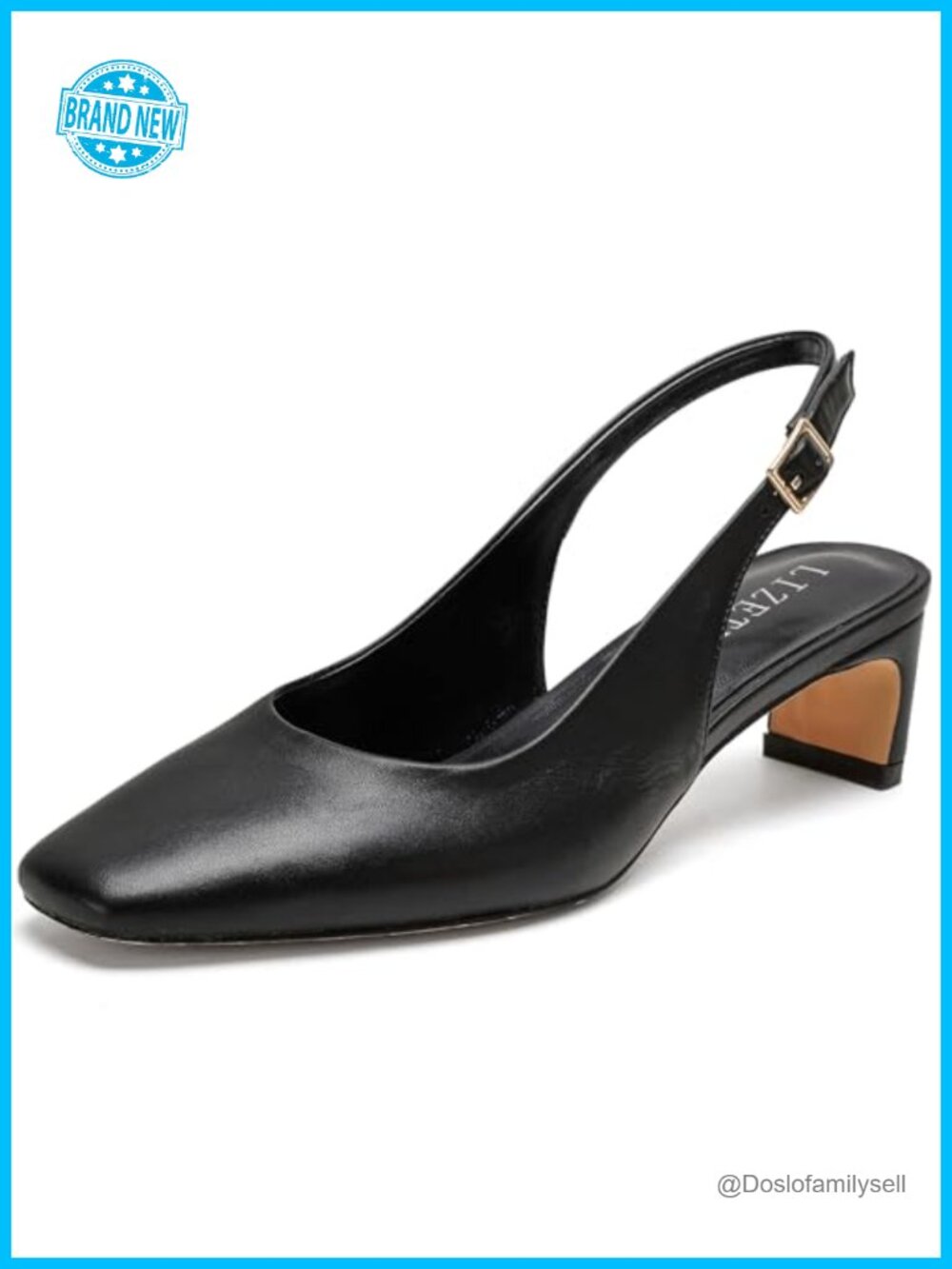 Women's Low Heel Slingback Pumps Square Toe Block Heel Dress Shoes